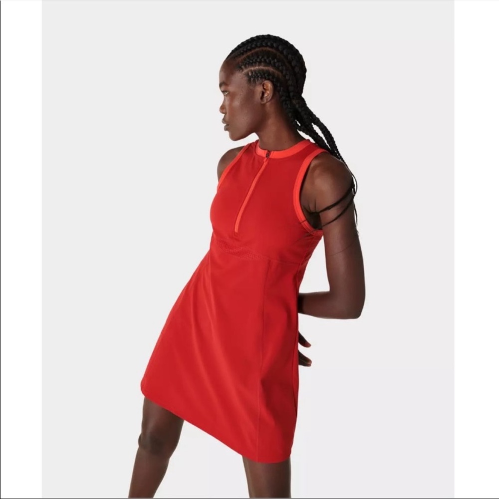 NWT Sweaty Betty Power half zip workout dress color cardinal red size XS